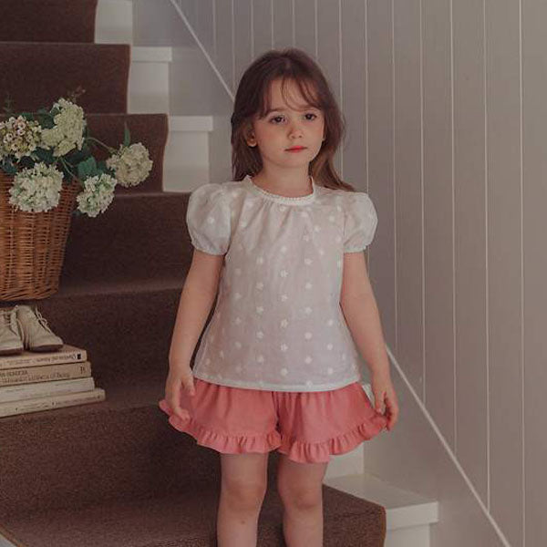 Floral Lace Blouse Korean toddler blouse in ivory made in Korea