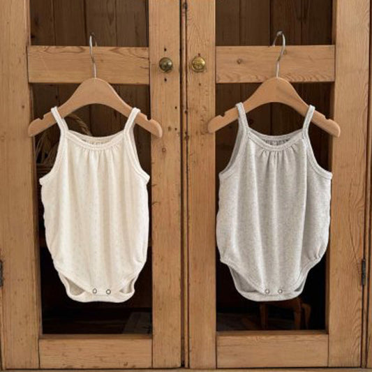 Vanilla Eyelet Tank Suit Korean infant tank top in ivory made in Korea