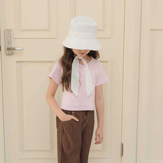 Lace Bucket Hat Korean toddler accessory in white made in Korea