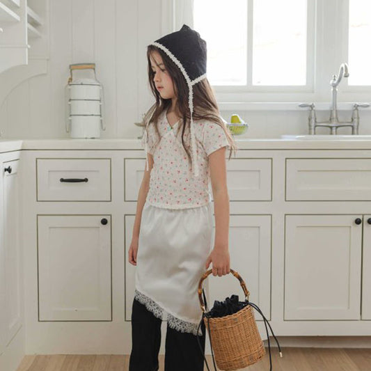 Rose Cap Sleeve Tee Korean toddler t-shirt in red made in Korea