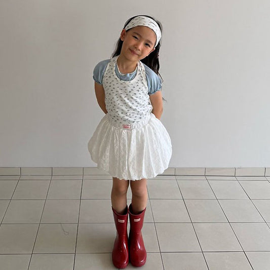Eyelet Pumpkin Skirt Korean toddler skirt in ivory made in Korea
