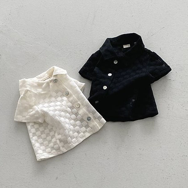Bebe Square Shirt Korean infant shirt in ivory made in Korea