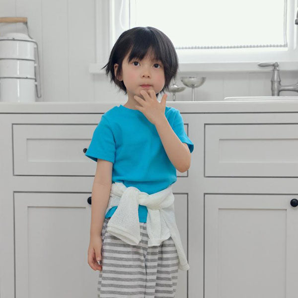 Color Ribbed Tee Korean toddler t-shirt in white made in Korea