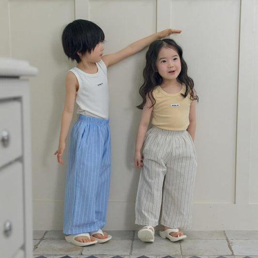 Air Stripe Wide Pants Korean toddler pants in cream made in Korea