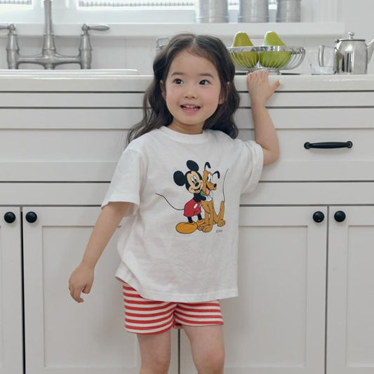 Disney Official Mickey Gusto Tee Korean toddler t-shirt in off white made in Korea