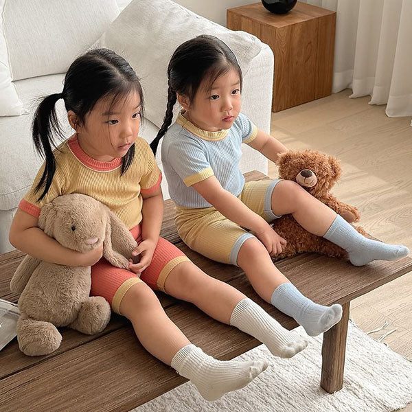 Summer Palette Loungewear Korean infant loungewear in sky blue-yellow made in Korea