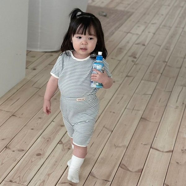 Pastel Ribbed Loungewear Korean infant loungewear in blue made in Korea