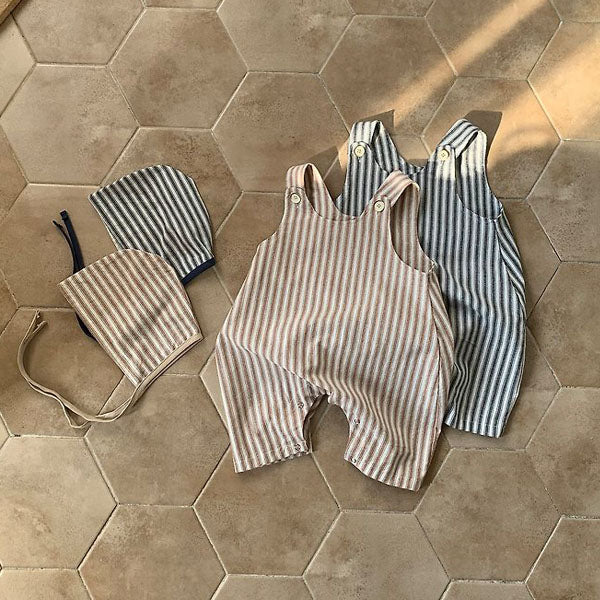 Marine Stripe Bodysuit Set Korean infant bodysuit in beige made in Korea