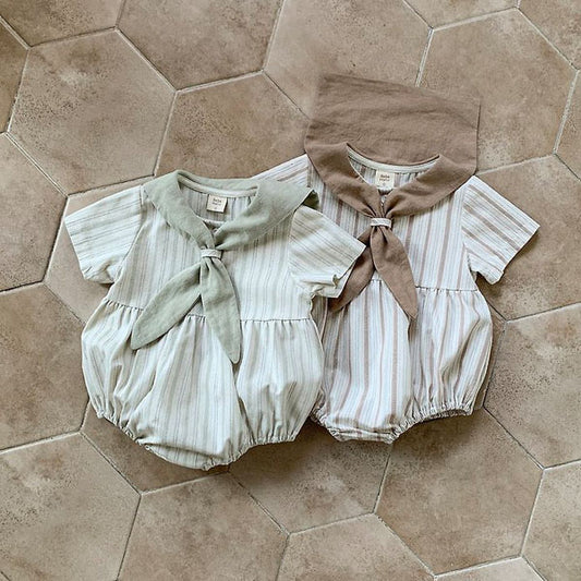 Cozy Sailor Bodysuit Korean infant bodysuit in brown made in Korea