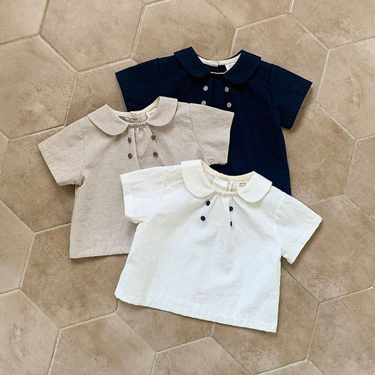 Mael Double Blouse Korean infant blouse in cream made in Korea