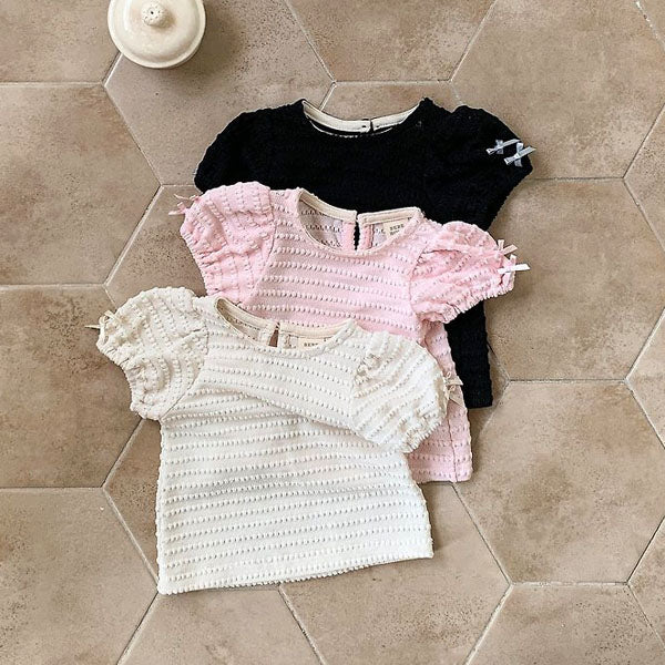 Lori Ribbon Tee Korean infant t-shirt in cream made in Korea