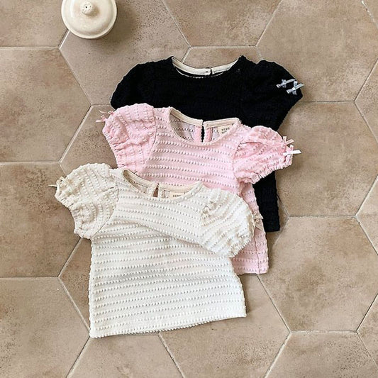 Lori Ribbon Tee Korean infant t-shirt in cream made in Korea