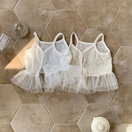 Judy Bustier Korean infant tops in white made in Korea