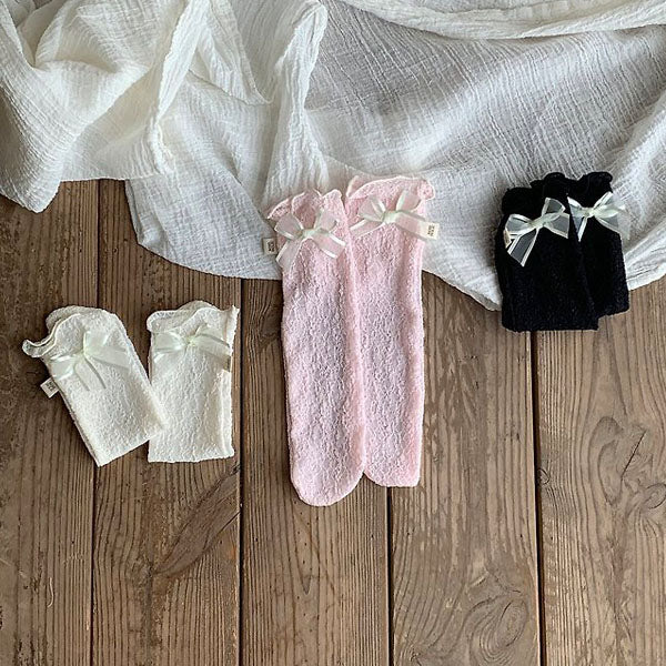Veil Knee-High Socks Korean infant accessory in white made in Korea