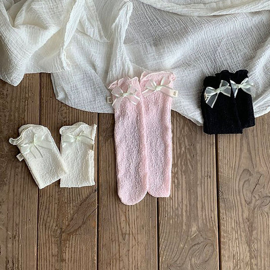 Veil Knee-High Socks Korean infant accessory in white made in Korea