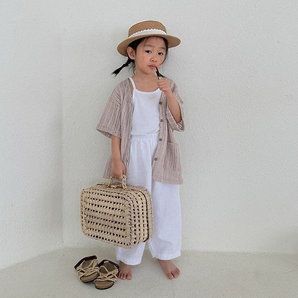Sheer Knit Cardigan Korean toddler sweater in ivory made in Korea
