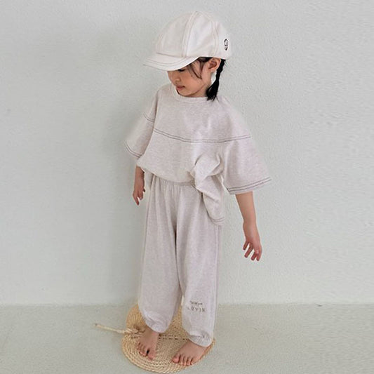 We Do Jogger Pants Korean toddler pants in oatmeal made in Korea