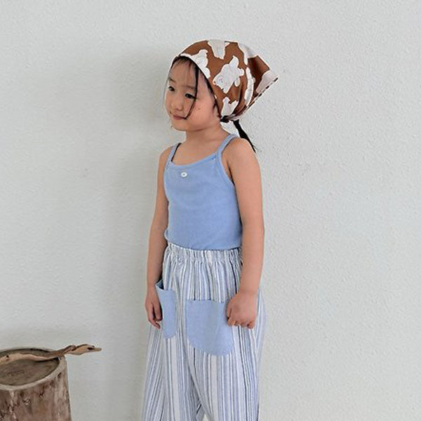Button Tank Top Korean kids tank top in ivory made in Korea