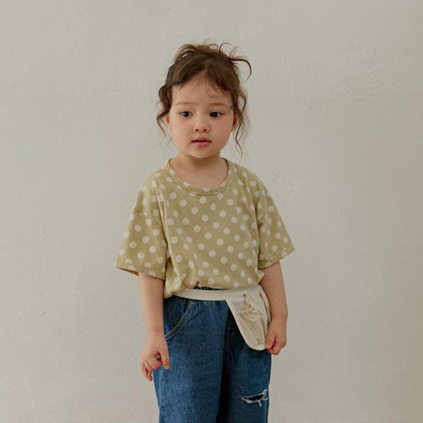 Eco Polka Dot Short Sleeve Tee Korean toddler t-shirt in charcoal made in Korea