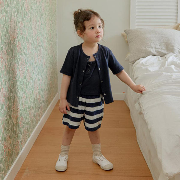 Waffle Topstitched Pants Korean toddler pants in navy made in Korea