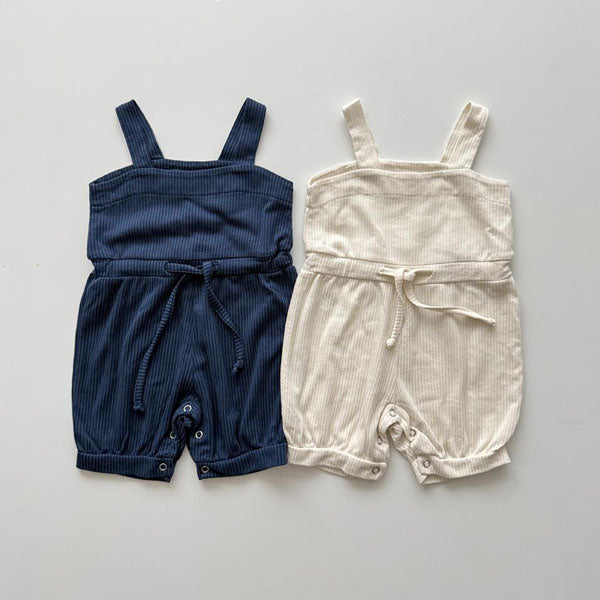 Bebe Ribbed Overalls Korean infant overall in ivory made in Korea