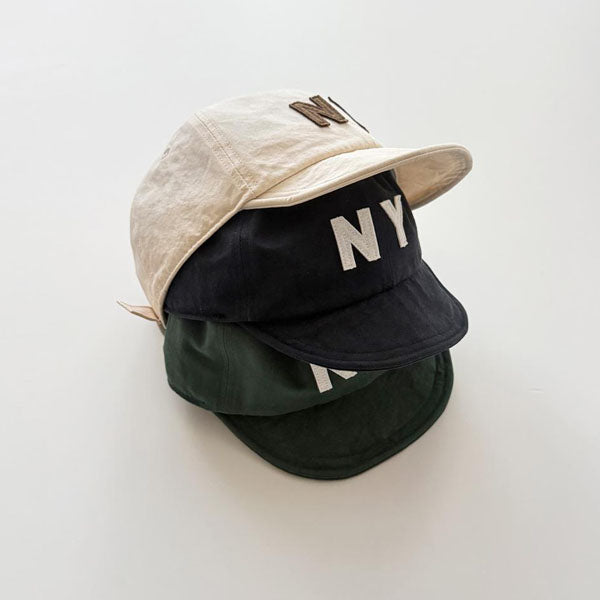 NY Ball Cap Korean infant accessory in light beige made in Korea