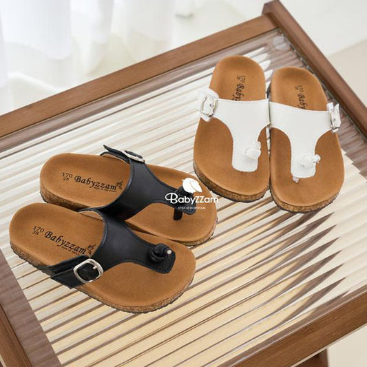 Y969 Knot Flip-Flops Korean infant shoes in white made in Korea