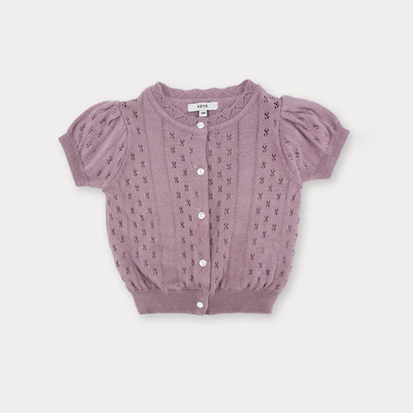 Bebe Petite Openwork Cardigan Korean infant sweater in pink made in Korea