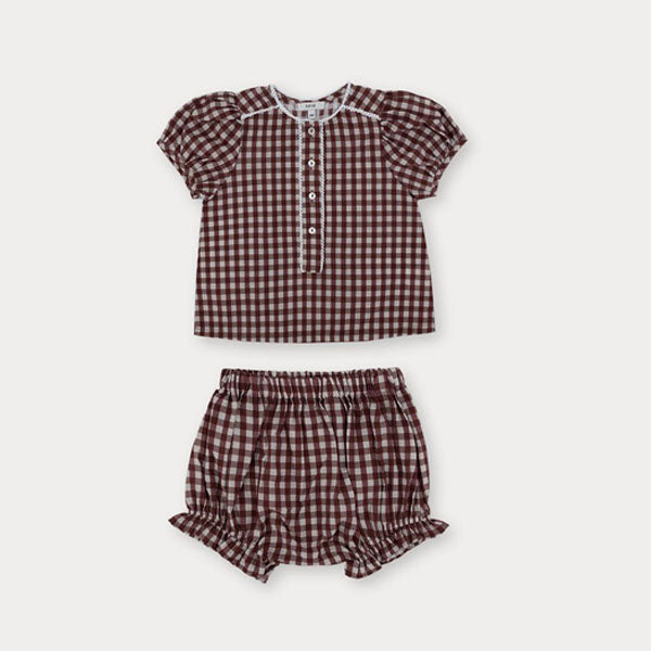 Bebe Mark Bloomers Set Korean infant set in wine made in Korea