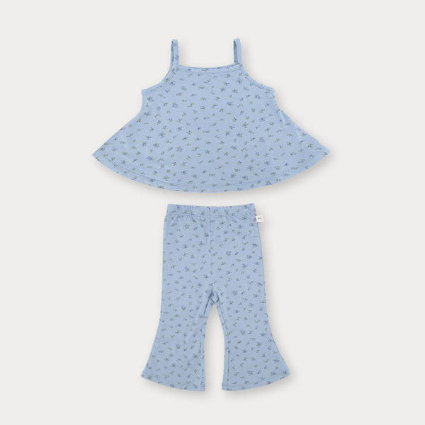 Bebe Bonnie Floral Set Korean infant set in sky blue made in Korea