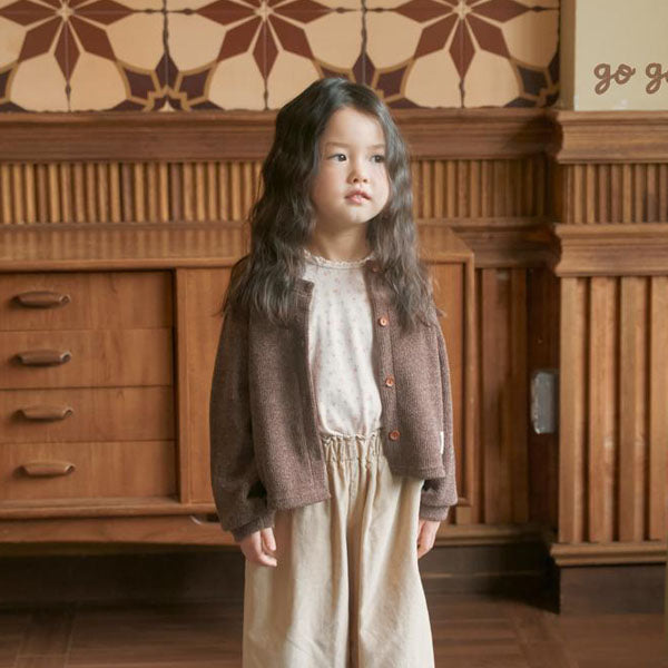 Popo Cardigan Korean toddler sweater in beige made in Korea