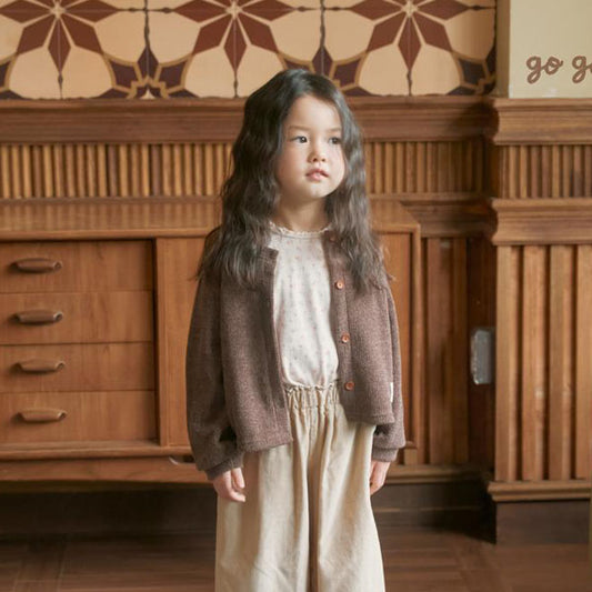 Popo Cardigan Korean toddler sweater in beige made in Korea