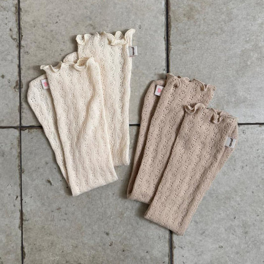 Anna Knee-High Socks Korean toddler accessory in cream made in Korea