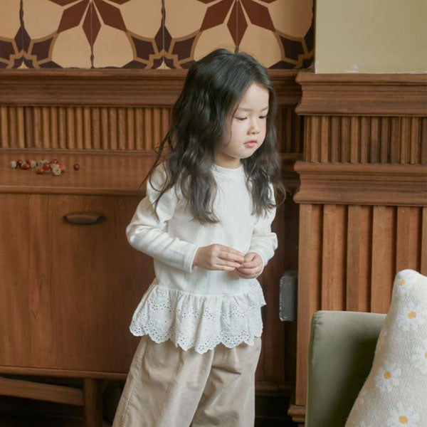 Lala Longline T-Shirt Korean toddler t-shirt in cream made in Korea