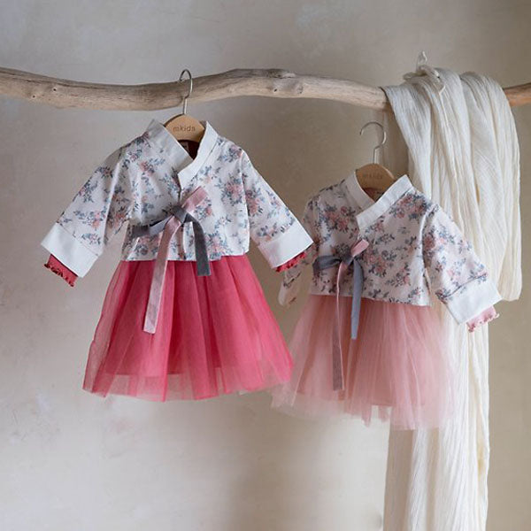 Watercolor Dress Set Korean infant dress in pink made in Korea