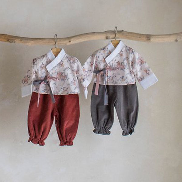 Watercolor Pants Set Korean infant set in gray made in Korea