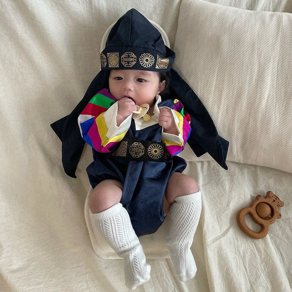 Retro Hanbok - Boys Korean infant bodysuit in boy made in Korea