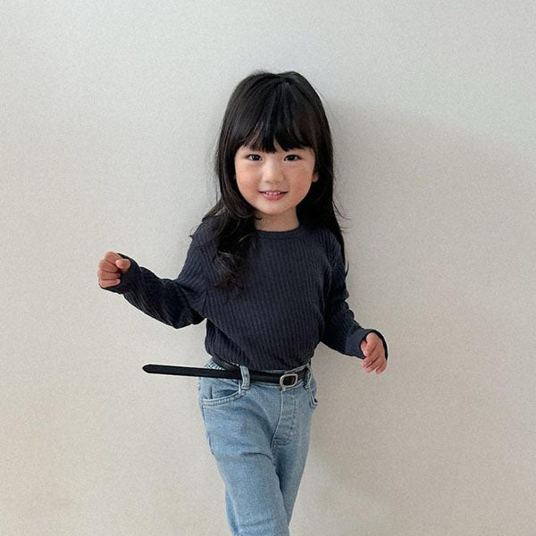 Bella Ribbed Tee Korean toddler t-shirt in cream made in Korea