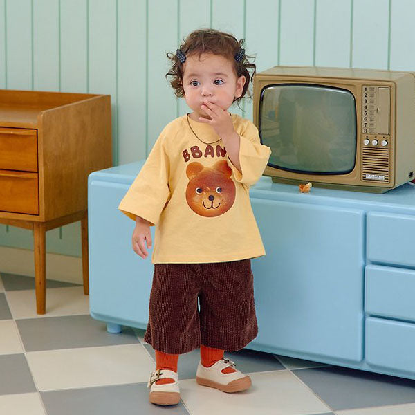Big Corduroy Pants Korean infant pants in cream made in Korea