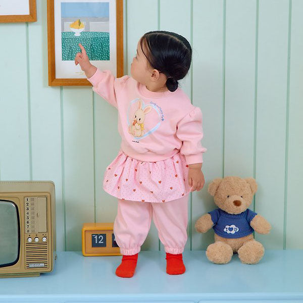 Cutie Rabbit Top & Bottom Set Korean infant set in yellow made in Korea