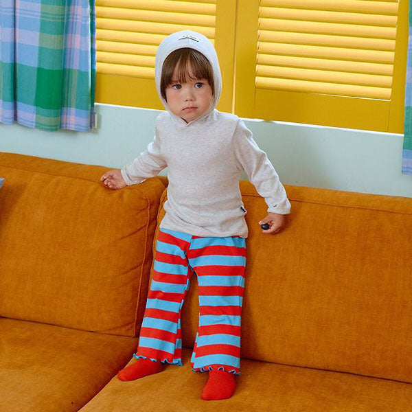 Kitsch Pop Ribbed Bootcut Pants Korean infant pants in red-blue made in Korea