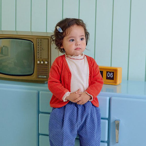 Haribo Ribbed Cardigan Korean infant sweater in pink made in Korea