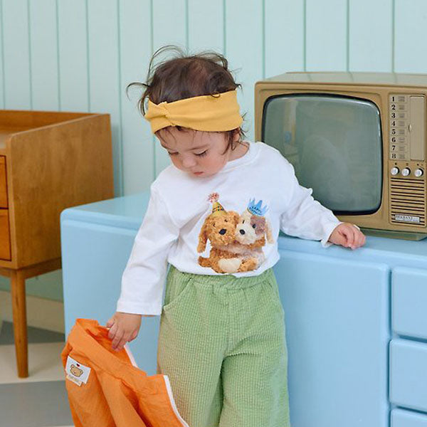 Puppy Series T-Shirt - Kids Korean infant t-shirt in popcorn puppy made in Korea