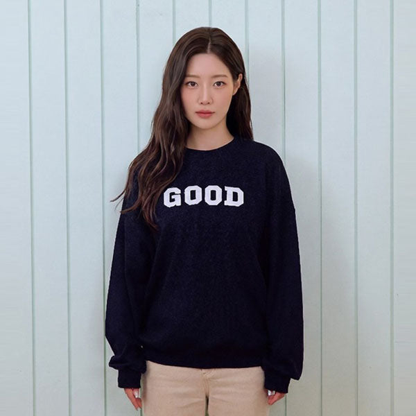 GOOD Sweatshirt - Adult Korean kids sweater in navy made in Korea