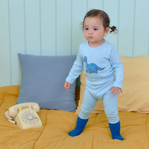 Robot Dinosaur Loungewear Korean infant loungewear in cream made in Korea