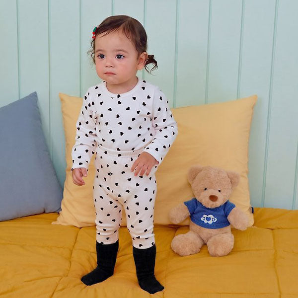 Petite Heart Loungewear Korean infant loungewear in red heart made in Korea