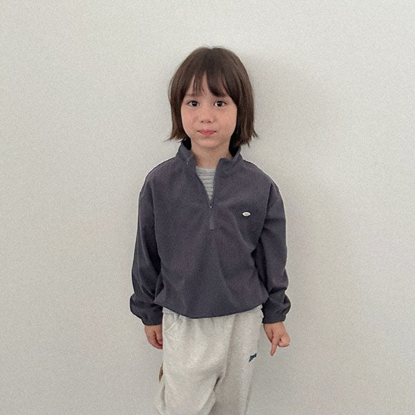 Denny Half-Zip Sweatshirt Korean toddler sweater in cream made in Korea