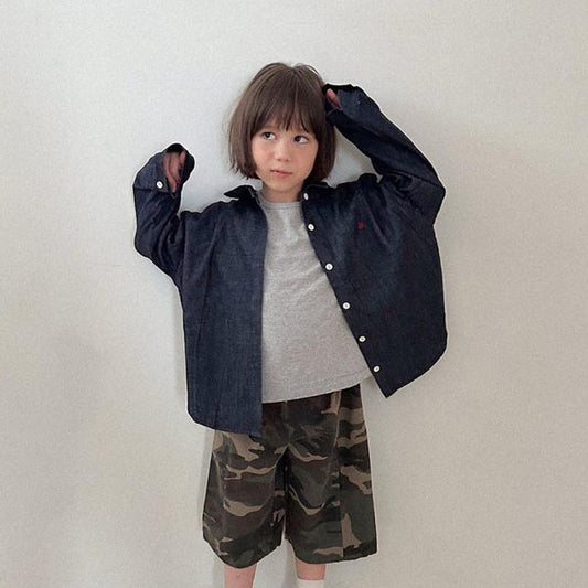 Denim Shirt Korean toddler shirt in light denim made in Korea