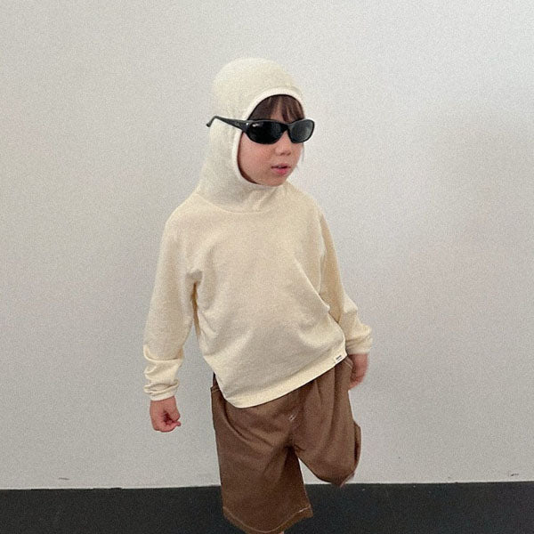 Fobi Hoodie Korean toddler sweater in cream made in Korea