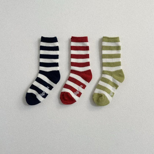 Minimal Stripe Socks Korean toddler accessory in set made in Korea